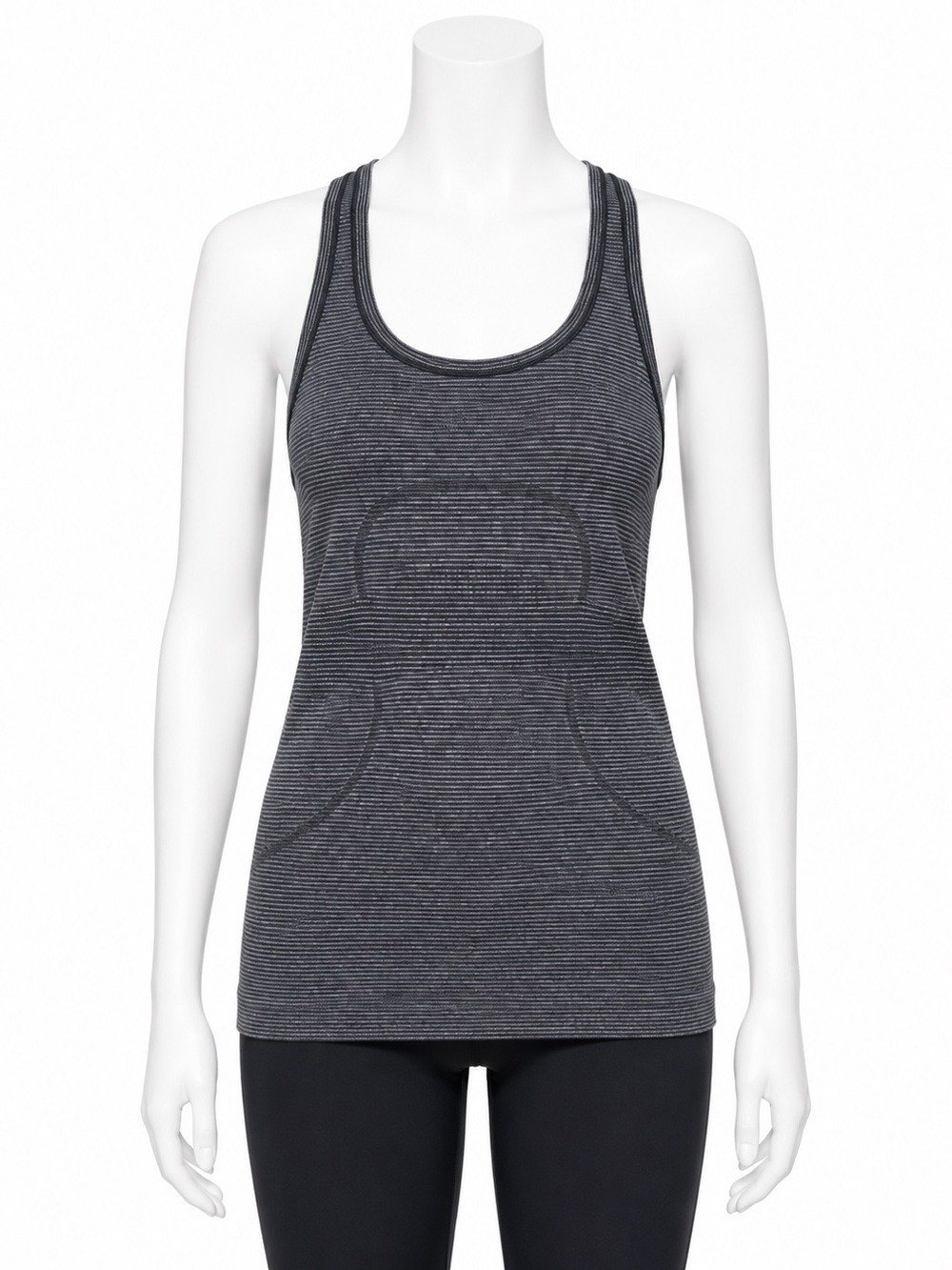 Lululemon Swiftly Tech Racerback Tank Top Heathered Gray White Stripe – Size 10